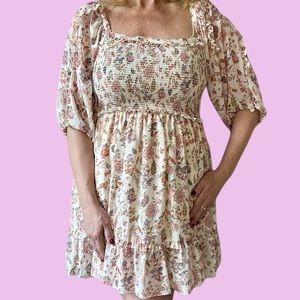SUPERNATURAL BY SECRET MISSION ECO-FRIENDLY SMOCKED FLORAL DRESS